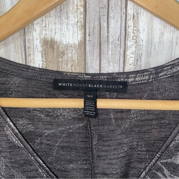 White House Black Market Silver Oversized Rose High Low Blouse - Picture 5 of 6